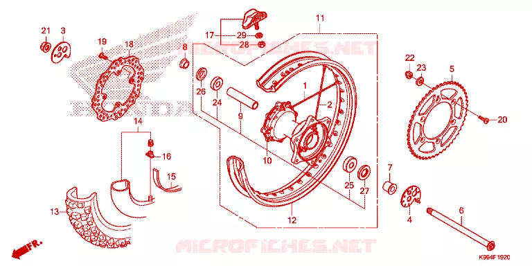 ACHTER WIEL Honda MOTO 250 CRF 2021  CRF250FM
