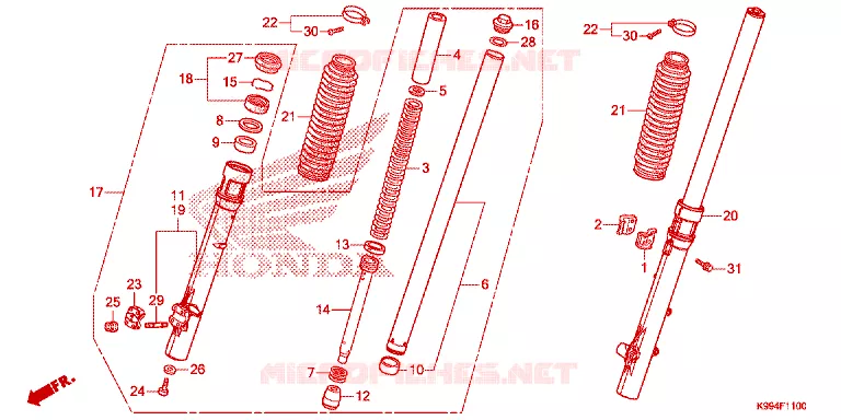 VOOR VORK Honda MOTO 250 CRF 2021  CRF250FM