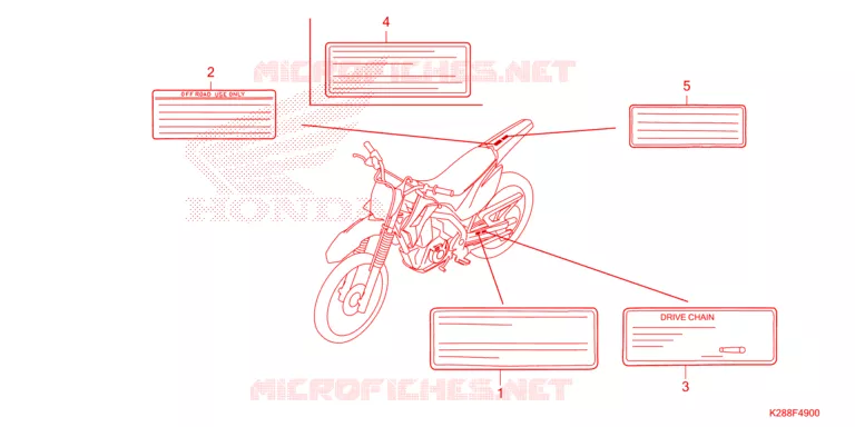 WAARSCHUWINGSLABEL Honda MOTO 125 CRF 2023  CRF125FP
