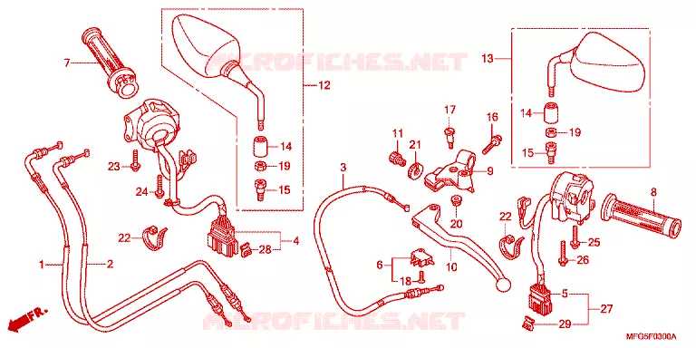 HENDEL HEFBOOM/KABEL/ SCHAKELAAR Honda MOTO 600 HORNET 2008  CB600F8_BR