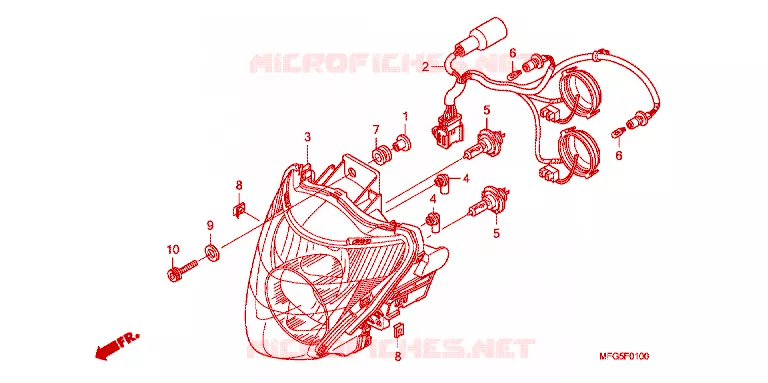 --- PROJECTEUR (1) Honda MOTO 600 HORNET 2011  CB600FB_BR