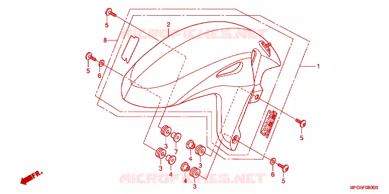 VOORSPATBORD Honda MOTO 600 HORNET 2012  CB600FC_BR