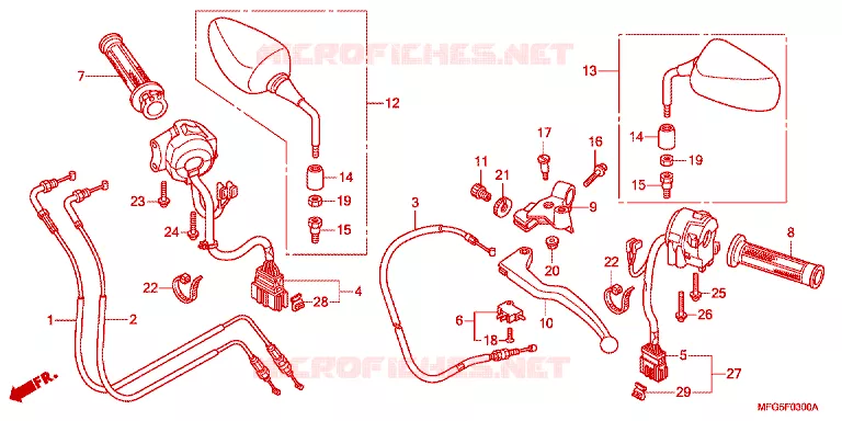 HENDEL HEFBOOM/KABEL/ SCHAKELAAR Honda MOTO 600 HORNET 2013  CB600FD_BR