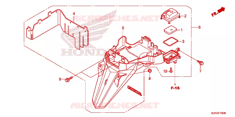 ACHTERSPATBORD  Honda SCOOTER 110 DIO 2020  SCV110FH