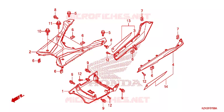 ZIJDE ROK/MIDDEN AFDEKKING Honda SCOOTER 110 DIO 2017  SCV110FH
