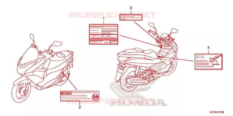 WAARSCHUWINGSLABEL Honda SCOOTER 150 PCX 2014  WW150E
