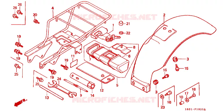 ACHTERSPATBORD / GEREEDSCHAP Honda MOTO 50 MONKEY 1988  Z50JJ_VII_M