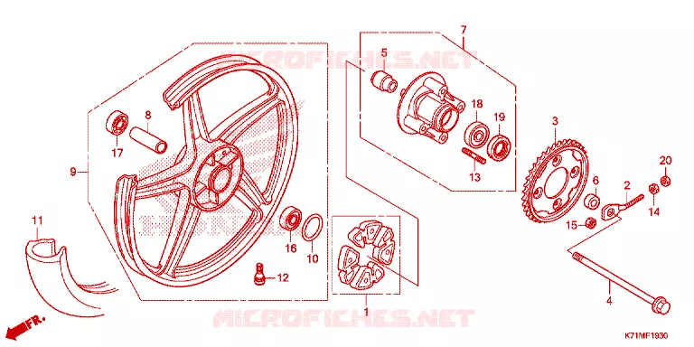 ACHTER WIEL Honda MOTO 110 WAVE 2023  AFS110MCSN_MA