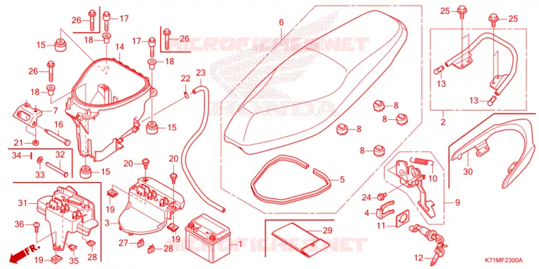 ZITTING/ BAGAGEBOX Honda MOTO 110 WAVE 2023  AFS110MCSN_MA