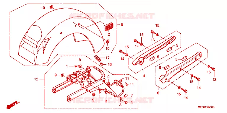 ACHTERSPATBORD  Honda MOTO 750 SHADOW 2004  VT750CA4