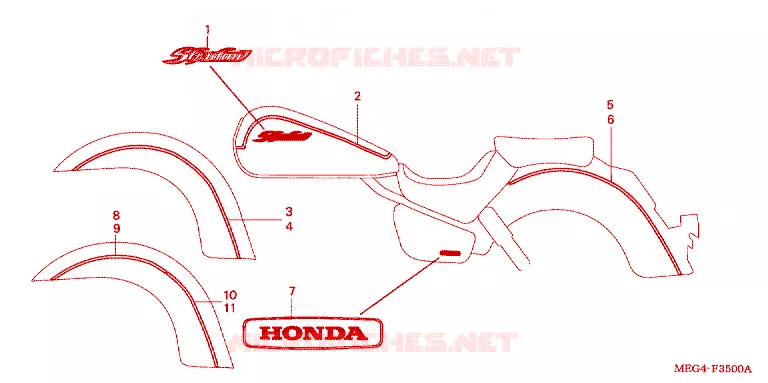 EMBLEEM/STREEP Honda MOTO 750 SHADOW 2004  VT750CA4