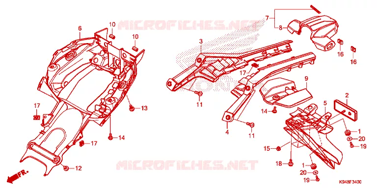 ACHTERSPATBORD  Honda MOTO 150 CBF 2018  CBF150NAJ