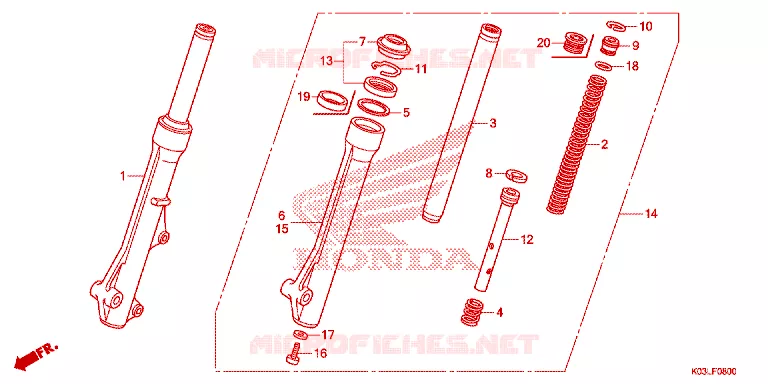 VOOR VORK Honda MOTO 110 WAVE 2014  AFS110KDFE