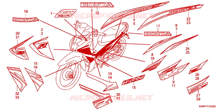 EMBLEEM/STREEP Honda MOTO 110 WAVE 2014  AFS110KSFE