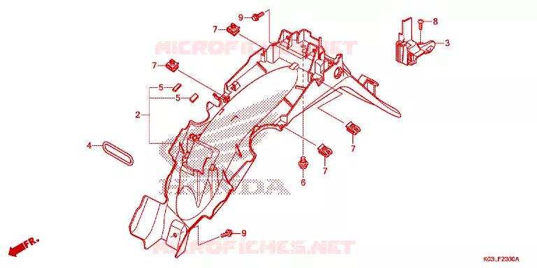 ACHTERSPATBORD  Honda MOTO 110 WAVE 2014  AFS110MCFE