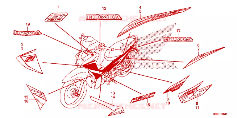 EMBLEEM/STREEP Honda MOTO 110 WAVE 2014  AFS110MCFE