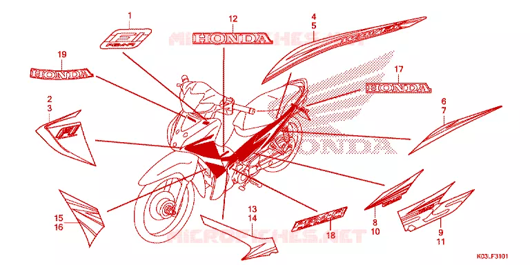 EMBLEEM/STREEP Honda MOTO 110 WAVE 2014  AFS110MCFE
