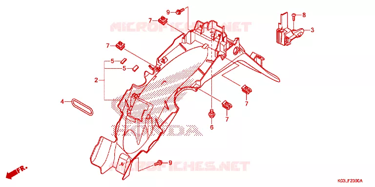 ACHTERSPATBORD  Honda MOTO 110 WAVE 2014  AFS110MSFE