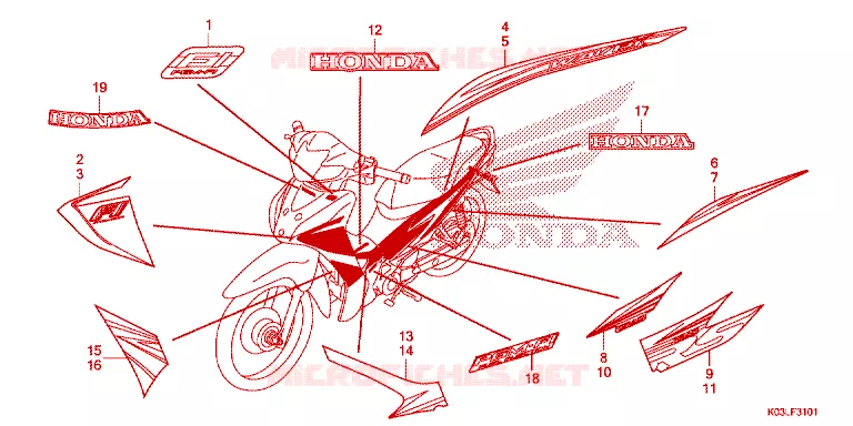 EMBLEEM/STREEP Honda MOTO 110 WAVE 2014  AFS110MSFE