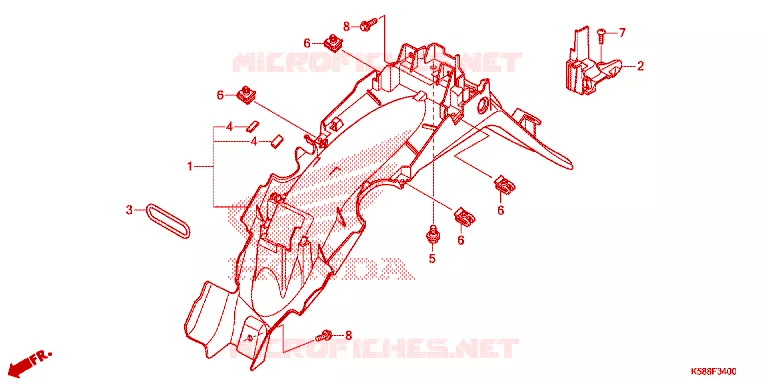 ACHTERSPATBORD  Honda MOTO 110 WAVE 2015  AFS110MSFF