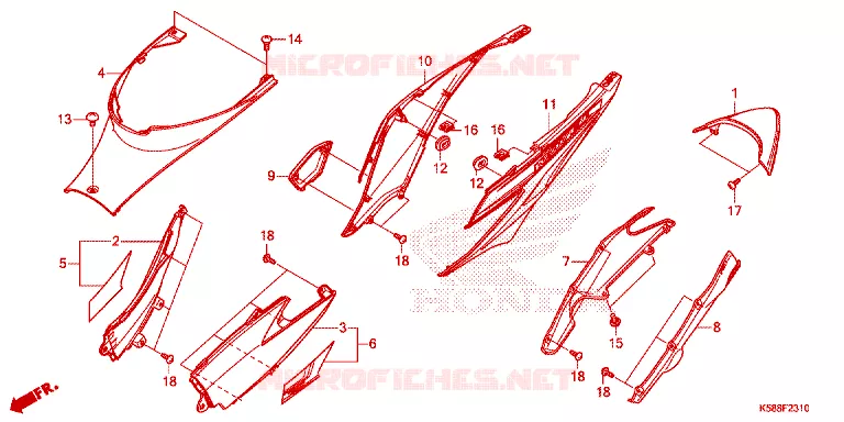 KONTPANEEL MIDDEN Honda MOTO 110 WAVE 2016  AFS110MSFF