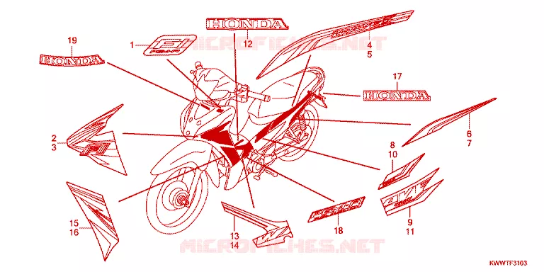 EMBLEEM/STREEP Honda MOTO 110 WAVE 2016  AFS110KDFH