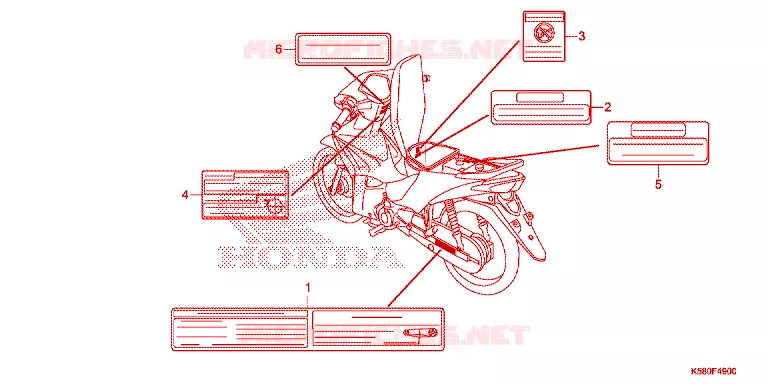 WAARSCHUWINGSLABEL Honda MOTO 110 WAVE 2017  AFS110KDFJ_2TH