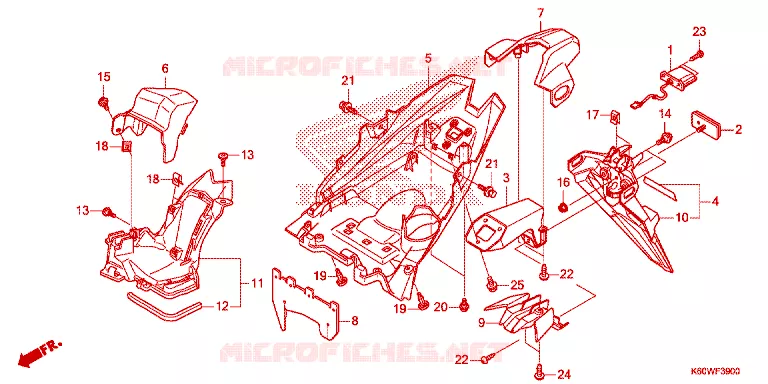 ACHTERSPATBORD / KENTEKEN VERLICHTING Honda SCOOTER 125 CLICK 2023  ACB125CBTP