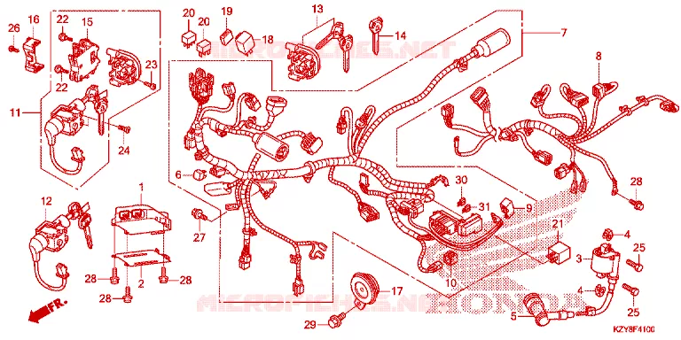 BEDRADINGSBUNDEL Honda SCOOTER 150 PCX 2012  WW150C_TH
