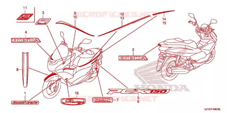 EMBLEEM/STREEP Honda SCOOTER 150 PCX 2013  WW150D
