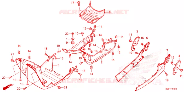 ZIJDE ROK/MIDDEN AFDEKKING Honda SCOOTER 110 SCOOPY 2021  ACF110BTM