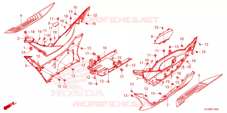 ZIJDE ROK/MIDDEN AFDEKKING Honda SCOOTER 160 PCX 2024  WW160R