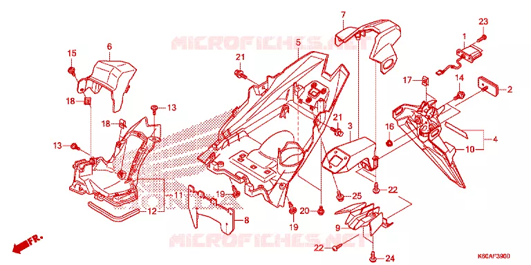 ACHTERSPATBORD / KENTEKEN VERLICHTING Honda SCOOTER 125 CLICK 2021  ACB125BTM