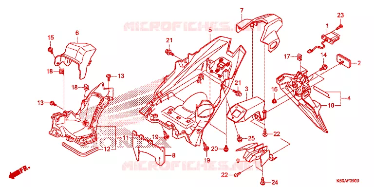 ACHTERSPATBORD / KENTEKEN VERLICHTING Honda SCOOTER 125 CLICK 2024  ACB125CBTP
