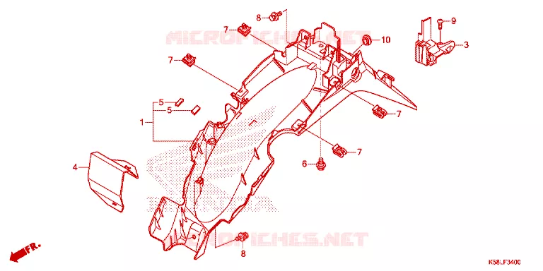 ACHTERSPATBORD  Honda MOTO 110 WAVE 2019  AFS110KDFK