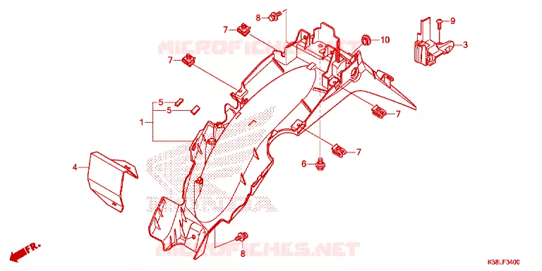 ACHTERSPATBORD  Honda MOTO 110 WAVE 2019  AFS110KDFK