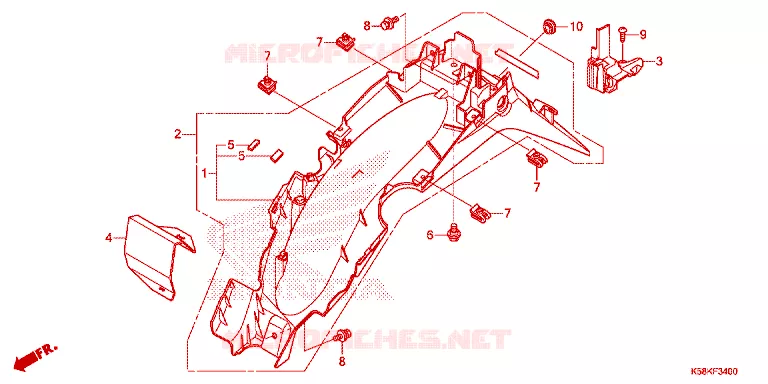 ACHTERSPATBORD  Honda MOTO 110 WAVE 2019  AFS110MCFK