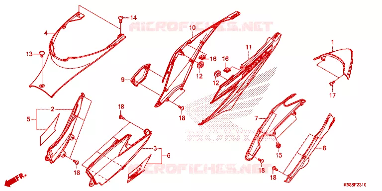 KONTPANEEL MIDDEN Honda MOTO 110 WAVE 2017  AFS110MSFH
