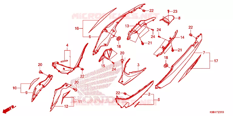 KONTPANEEL MIDDEN Honda MOTO 110 WAVE 2020  AFS110MSFL