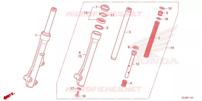 --- FRONT FORK (AFS110KSF/MCF/MSF) Honda MOTO 110 WAVE 2021  AFS110MSFM