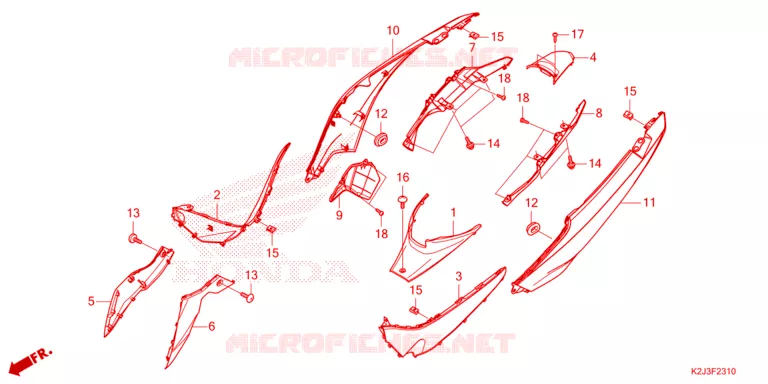 KONTPANEEL MIDDEN Honda MOTO 110 WAVE 2021  AFS110MSFM