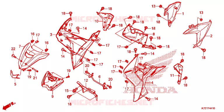 VOORKAP / BEENSCHERM Honda MOTO 125 WAVE 2021  AFS125CSFM