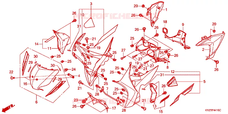 VOORKAP / BEENSCHERM Honda MOTO 125 WAVE 2013  AFS125MSFD
