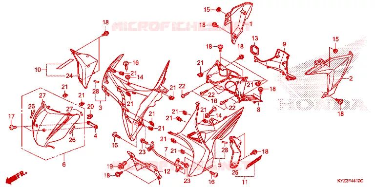 VOORKAP / BEENSCHERM Honda MOTO 125 WAVE 2013  AFS125MSFD