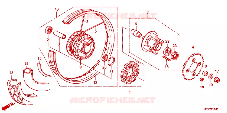 ACHTER WIEL Honda MOTO 125 WAVE 2014  AFS125MSFE