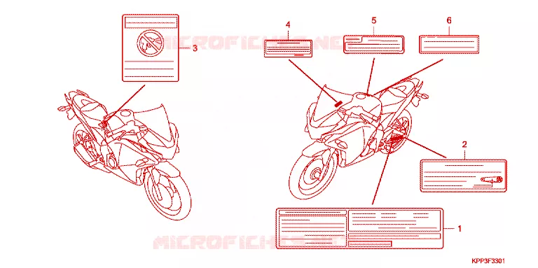 WAARSCHUWINGSLABEL Honda MOTO 150 CBR 2011  CBR150RC