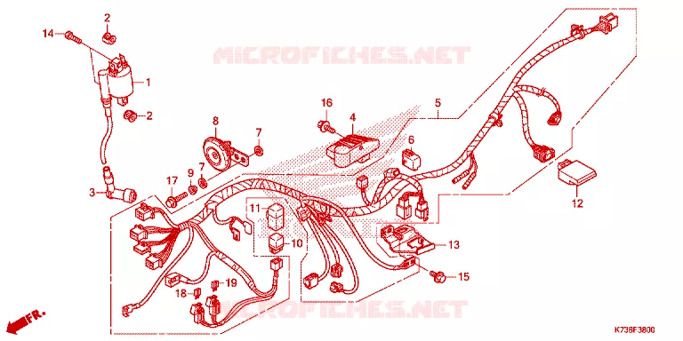 --- WIRE HARNESS (1) Honda MOTO 125 WAVE 2015  AFS125CSFG