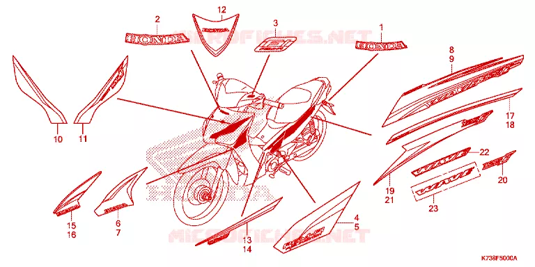 EMBLEEM/STREEP Honda MOTO 125 WAVE 2016  AFS125CSFG