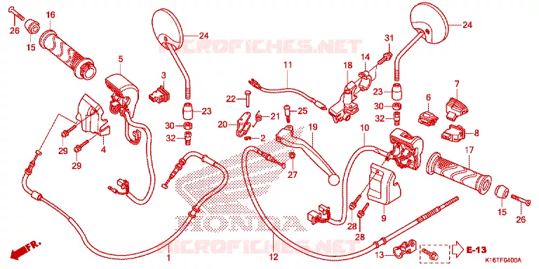 --- HANDLE LEVER/SWITCH/CABLE (ACF110SF) Honda SCOOTER 110 SCOOPY 2012  ACF110SFC