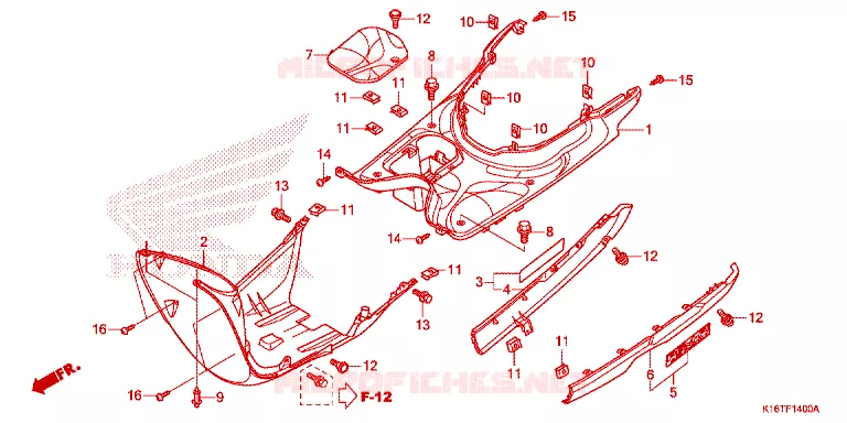 ZIJDE ROK/MIDDEN AFDEKKING Honda SCOOTER 110 SCOOPY 2012  ACF110SFC